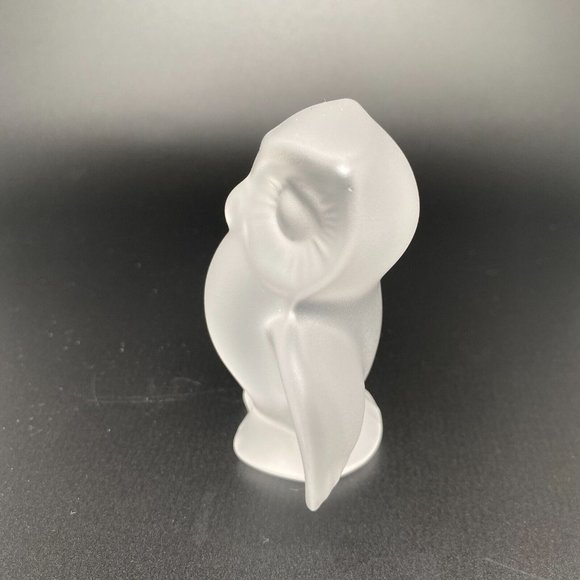 VINTAGE CRISTAL DE SEVRES FRANCE FROSTED CRYSTAL OWL PAPERWEIGHT 3" TALL - Picture 2 of 9